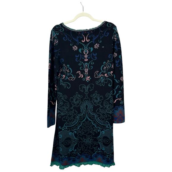 IVKO Fair Isle Sweater Dress Wool Winter Knit Scandinavian Artsy Size 40 US 10 - Picture 2 of 7